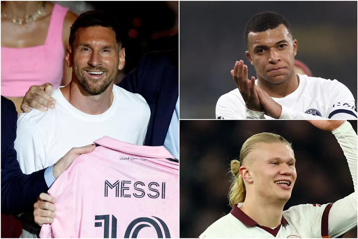 (Clockwise from lefT) Lionel Messi, Kylian Mbappe and Erling Haaland are the three finalists for the FIFA 2023 Best Men's Player award.