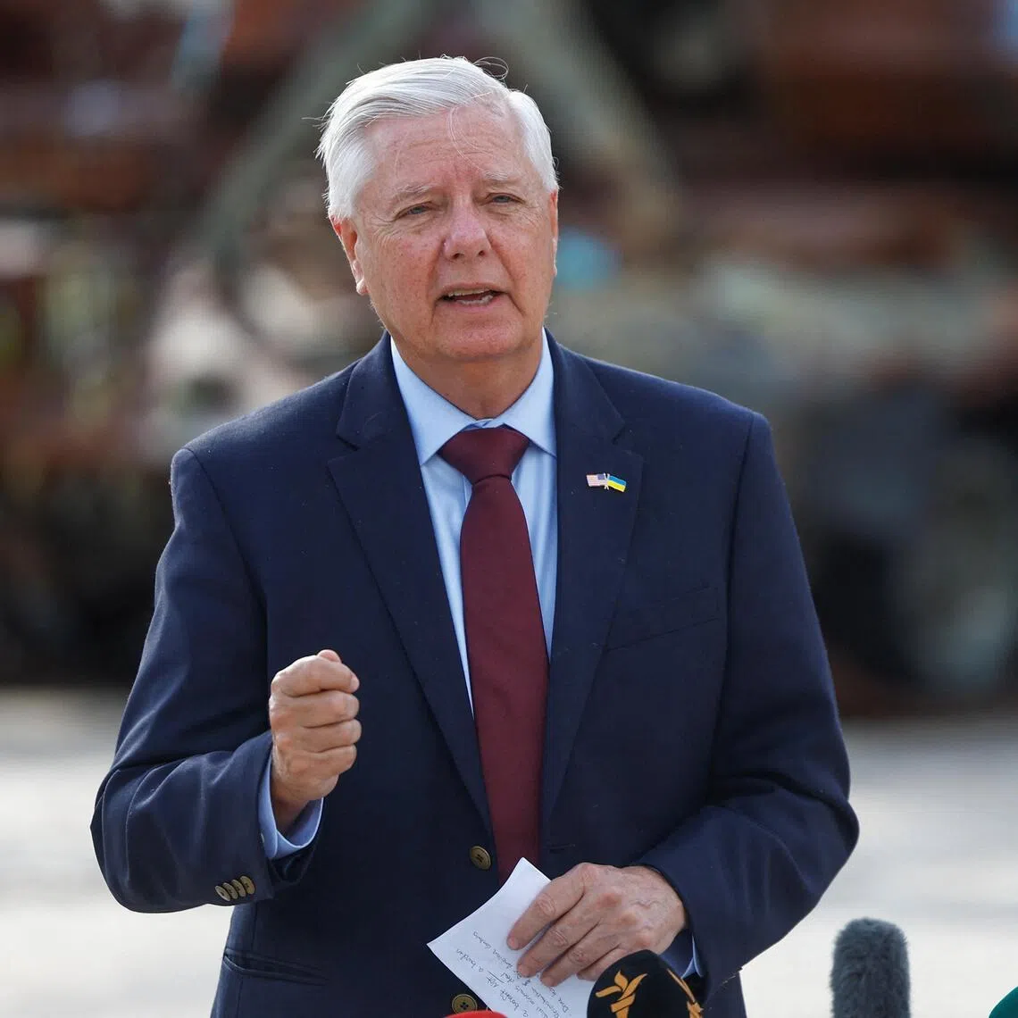 US Senator Lindsey Graham in Kyiv, Ukraine, on July 10. He died on July 11.