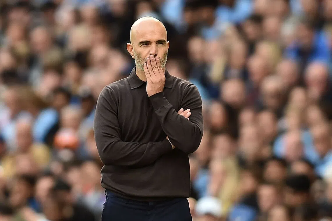Manchester City’s Italian manager Enzo Maresca gestures on the touchline during the match on Sept 20.