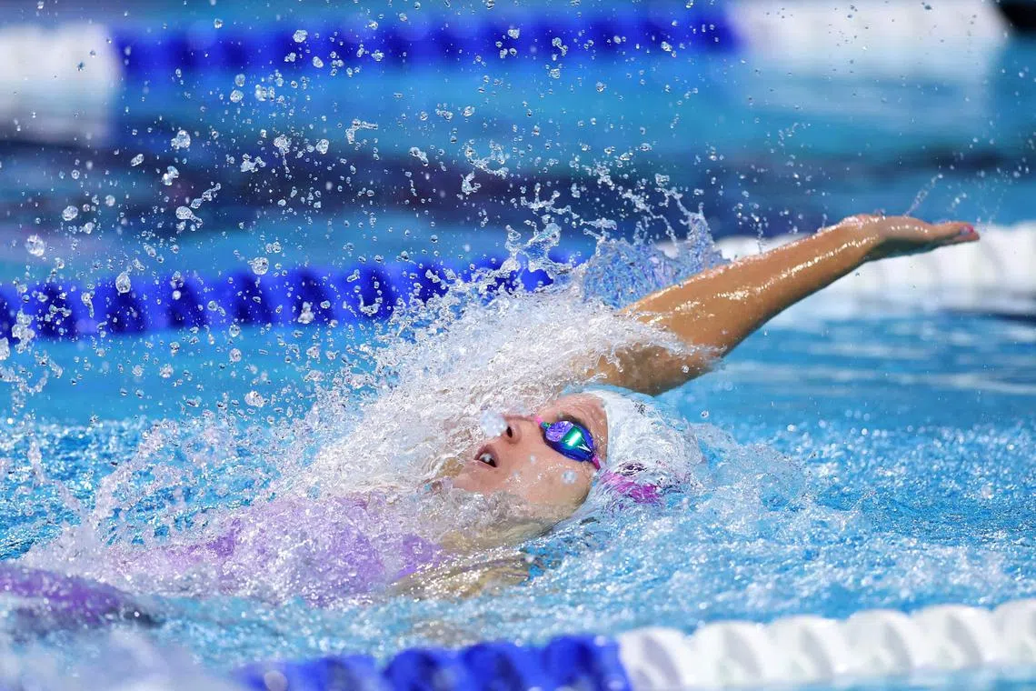 INDIANAPOLIS, INDIANA - JUNE 28: Regan Smith competes in the Women's 200m Backstroke final on day two of the Phillips 66 National Championships at Indiana University Natatorium on June 28, 2023 in Indianapolis, Indiana.   Maddie Meyer/Getty Images/AFP (Photo by Maddie Meyer / GETTY IMAGES NORTH AMERICA / Getty Images via AFP)
