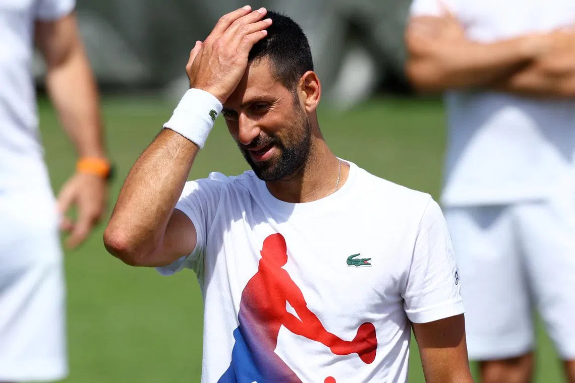 Tennis - Wimbledon - All England Lawn Tennis and Croquet Club, London, Britain - June 29, 2024 Serbia's Novak Djokovic during a practice session REUTERS/Matthew Childs
