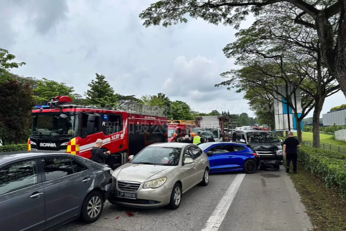 The accident involved three cars, a mini-bus, a motorcycle and a lorry.