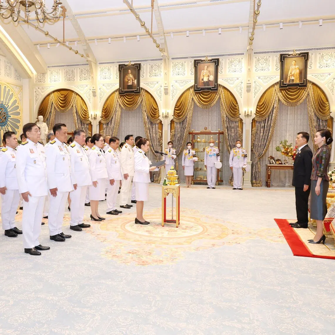 Thai Prime Minister Paetongtarn Shinawatra and her Cabinet ministers swore their allegiance in front of King Vajiralongkorn and Queen Suthida in a ceremony at Bangkok's Dusit Palace.