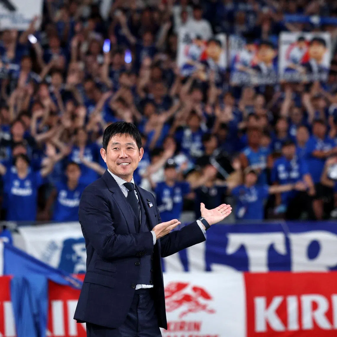 Soccer Football - International Friendly - Japan v Iceland - National Stadium, Tokyo, Japan - May 31, 2026 Japan coach Hajime Moriyasu after the match during the send-off ahead of the World Cup REUTERS/Issei Kato
