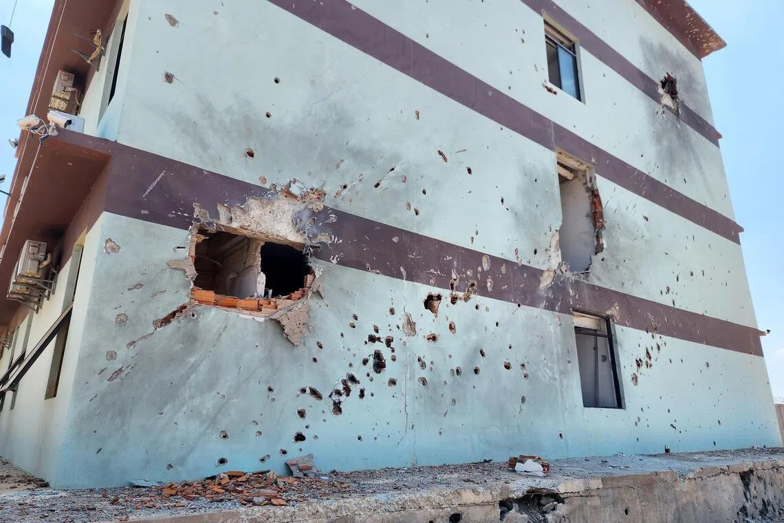 A building within the scam compound which Thai soldiers had fired upon last December when the border conflict between Thailand and Cambodia reignited.