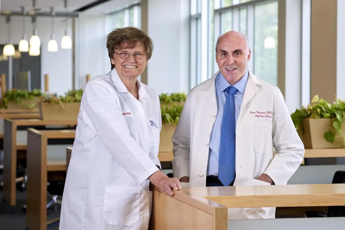 Professor Katalin Karikó (left) and Dr Drew Weissman won the Nobel Prize in medicine for their discoveries that helped enable mRNA to be used as a drug or vaccine.