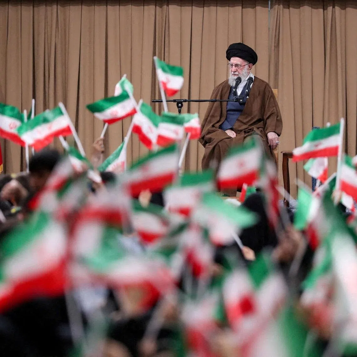 FILE PHOTO: Iran's Supreme Leader Ayatollah Ali Khamenei attends a meeting with students in Tehran, Iran, November 3, 2025. Office of the Iranian Supreme Leader/WANA (West Asia News Agency)/Handout via REUTERS/File Photo