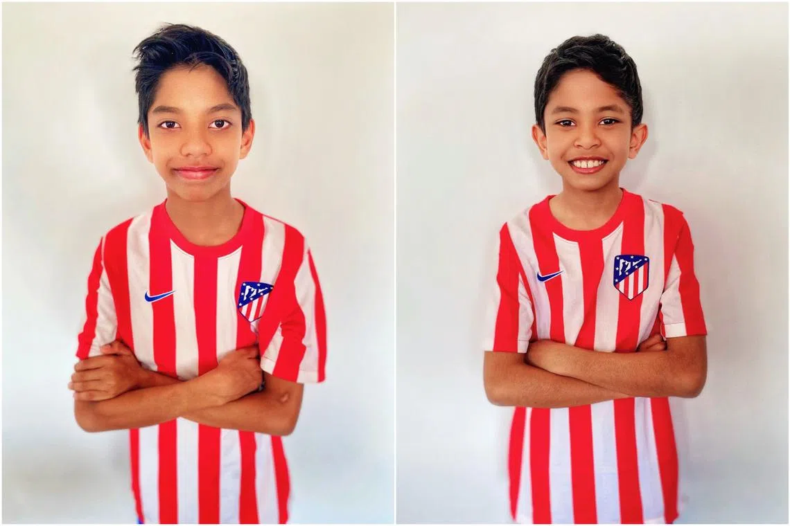 Former Singapore defender R. Sasikumar's sons Kyen (left) and Tylan are playing for Atletico Madrid’s under-12 and -10 team respectively.