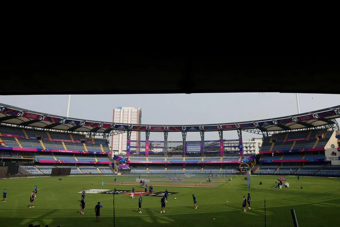 Cricket - ICC Cricket World Cup 2023 - Semi-Final - New Zealand Practice - Wankhede Stadium, Mumbai, India - November 14, 2023 General view of New Zealand players during practice REUTERS/Adnan Abidi/ File Photo