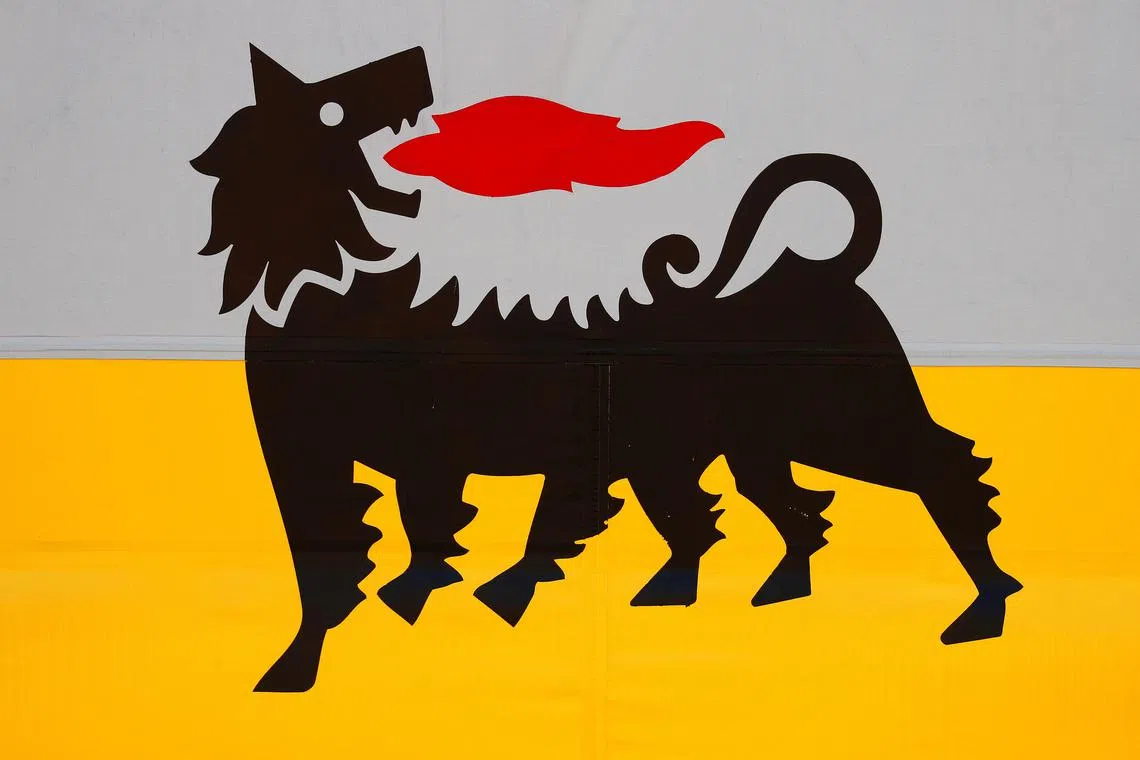 FILE PHOTO: The logo of Italian energy company Eni is seen at a gas station in Rome, Italy August 16, 2018.  REUTERS/Max Rossi/File Photo