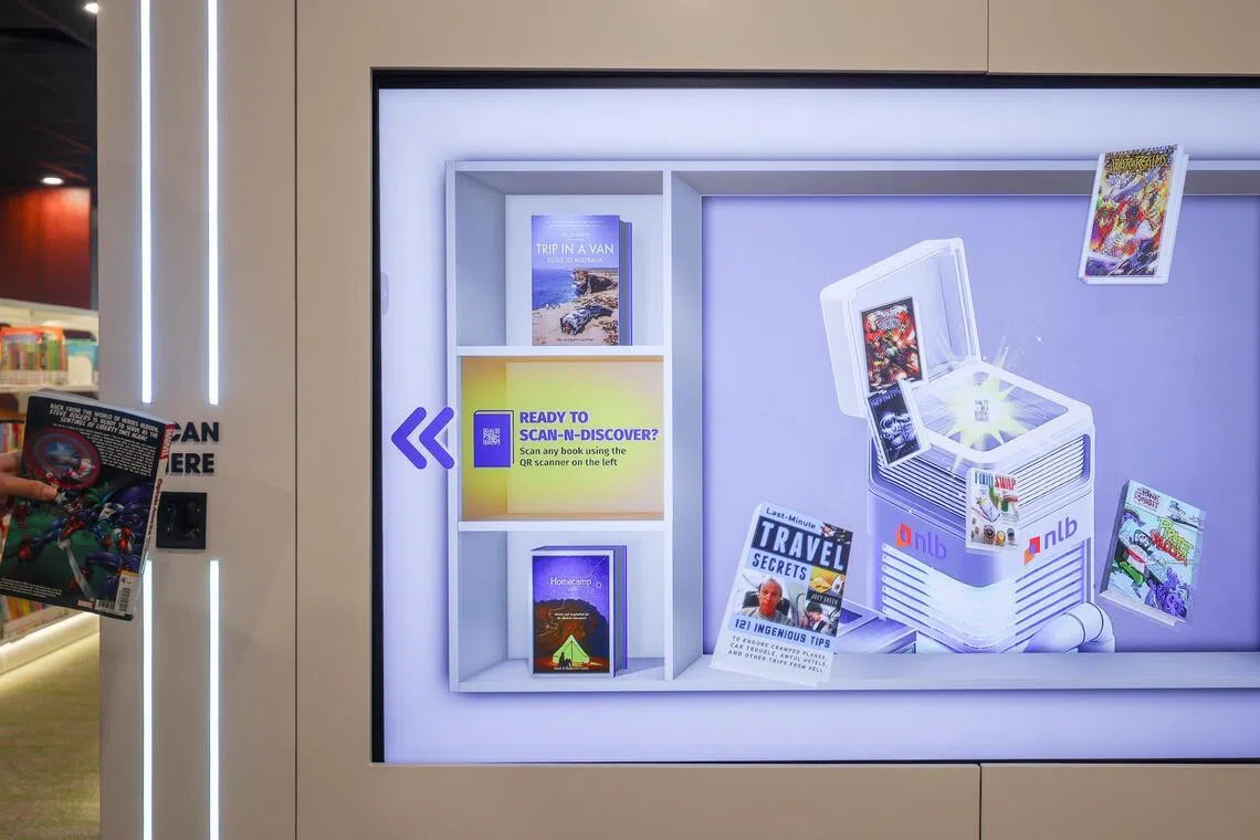 Scan-N-Discover is an interactive display that allows patrons to scan a book’s QR code and quickly receive recommendations for physical books and eBooks available for immediate borrowing.