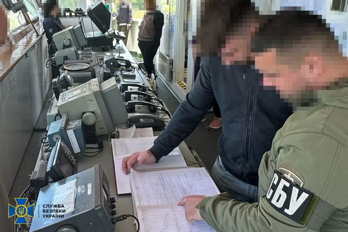 Ukraine's SBU state security service detained a foreign vessel that it said was part of Russia's "shadow fleet" used to sell looted Ukrainian grain.