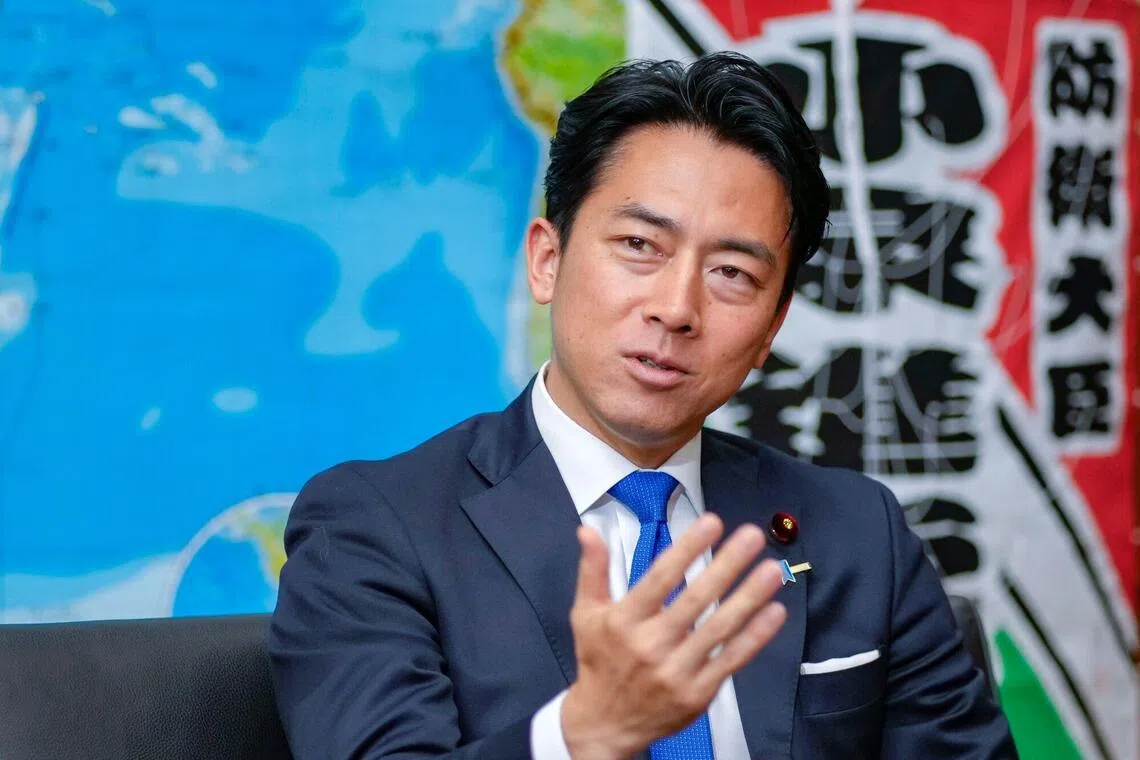 Shinjiro Koizumi, Japan's defense minister, speaks during an interview at the Defense Ministry in Tokyo, Japan, on Wednesday, June 17, 2026. Koizumi said that Japan would take a transparent approach to investing in the new methods of warfare like drones and artificial intelligence that are needed to keep up with the changing nature of conflict. Photographer: Toru Hanai/Bloomberg