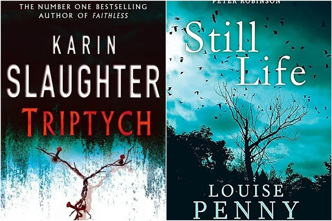 American author Karin Slaughter’s debut novel Triptych (left) and Canadian author Louise Penny's Still Life.