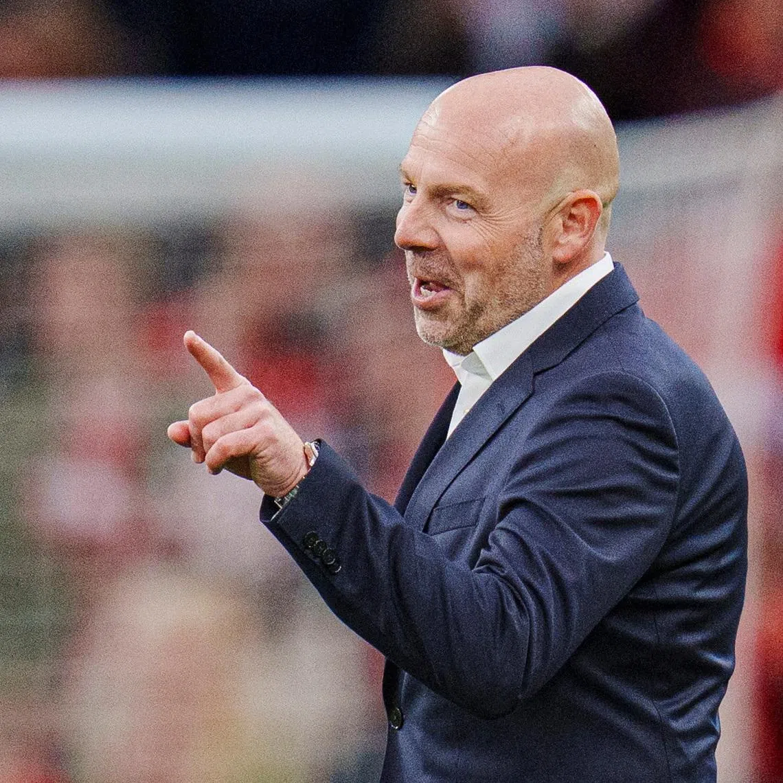 Soccer Football - International Friendly - Denmark v Northern Ireland - Parken, Copenhagen, Denmark - June 7, 2025 Denmark coach Brian Riemer celebrates after the match  Liselotte Sabroe/Ritzau Scanpix via REUTERS/ File Photo