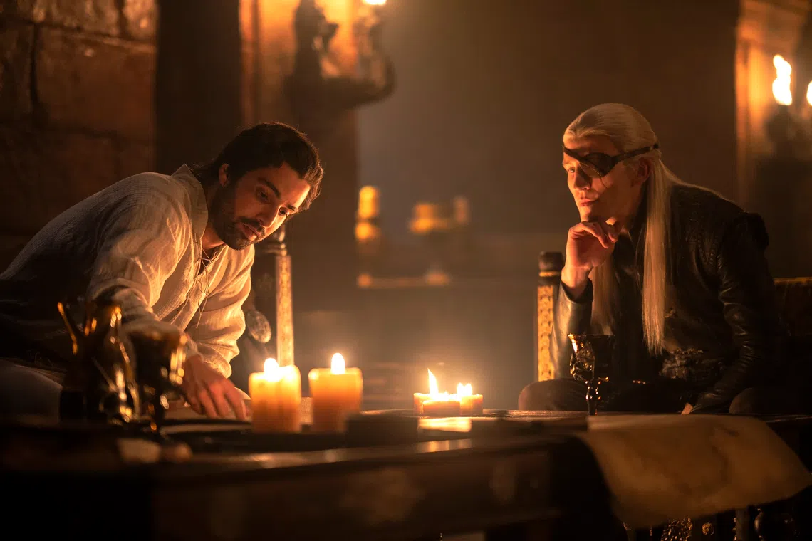Fabien Frankel (left) and Ewan Mitchell in the second season of House Of The Dragon.