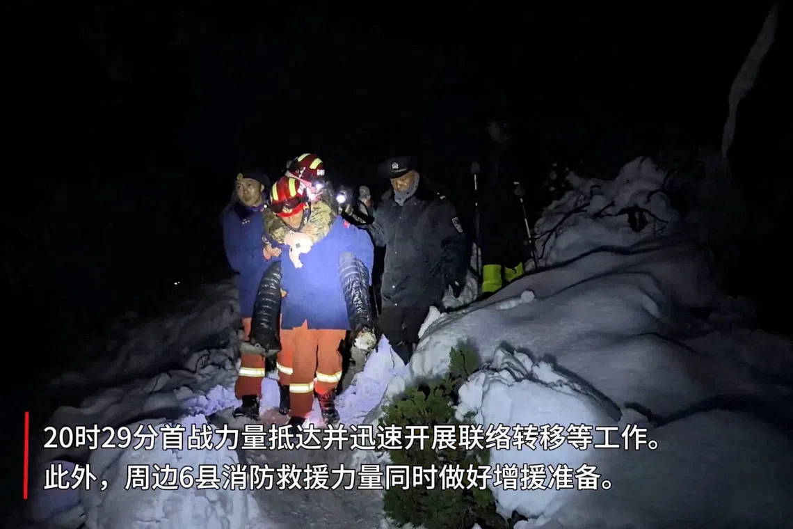 Tibetan firefighters rescue trekkers from Everest after they were stranded by a blizzard.  via Tibet Firefighting Department