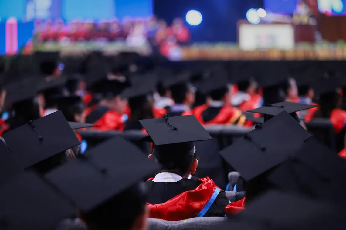 PIXGENERIC 

Singapore University of Social Sciences class of 2024 at the Singapore University of Social Sciences Convocation Ceremony held at Suntec Singapore Convention & Exhibition Centre on Oct 8, 2024.