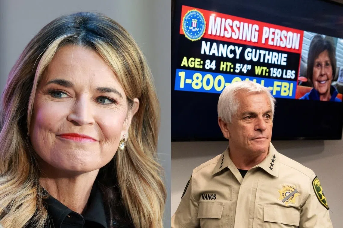 TV news host Savannah Guthrie (left) whose mother Nancy was abducted in February 2026.