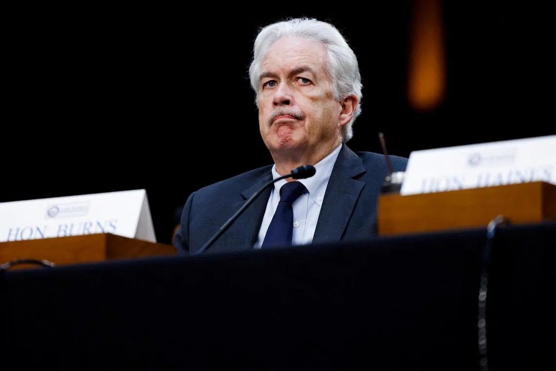 FILE PHOTO: Director of the Central Intelligence Agency William Burns testifies at a Senate Intelligence Committee hearing on worldwide threats to American security, on Capitol Hill in Washington, U.S., March 11, 2024. REUTERS/Julia Nikhinson/File Photo