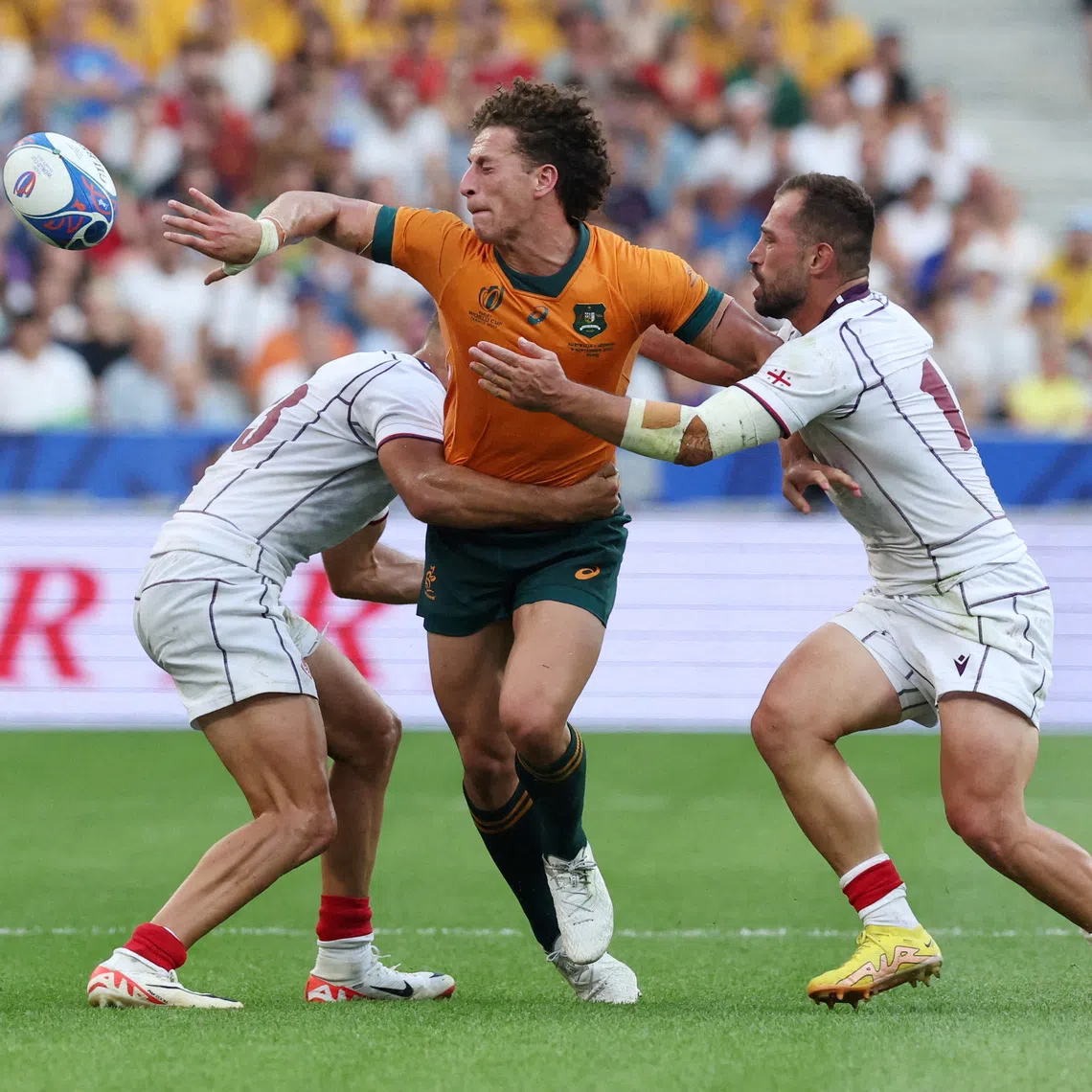 FILE PHOTO: Rugby Union - Rugby World Cup 2023 - Pool C - Australia v Georgia - Stade de France, Saint-Denis, France - September 9, 2023 Australia's Mark Nawaqanitawase in action REUTERS/Stephanie Lecocq/File Photo