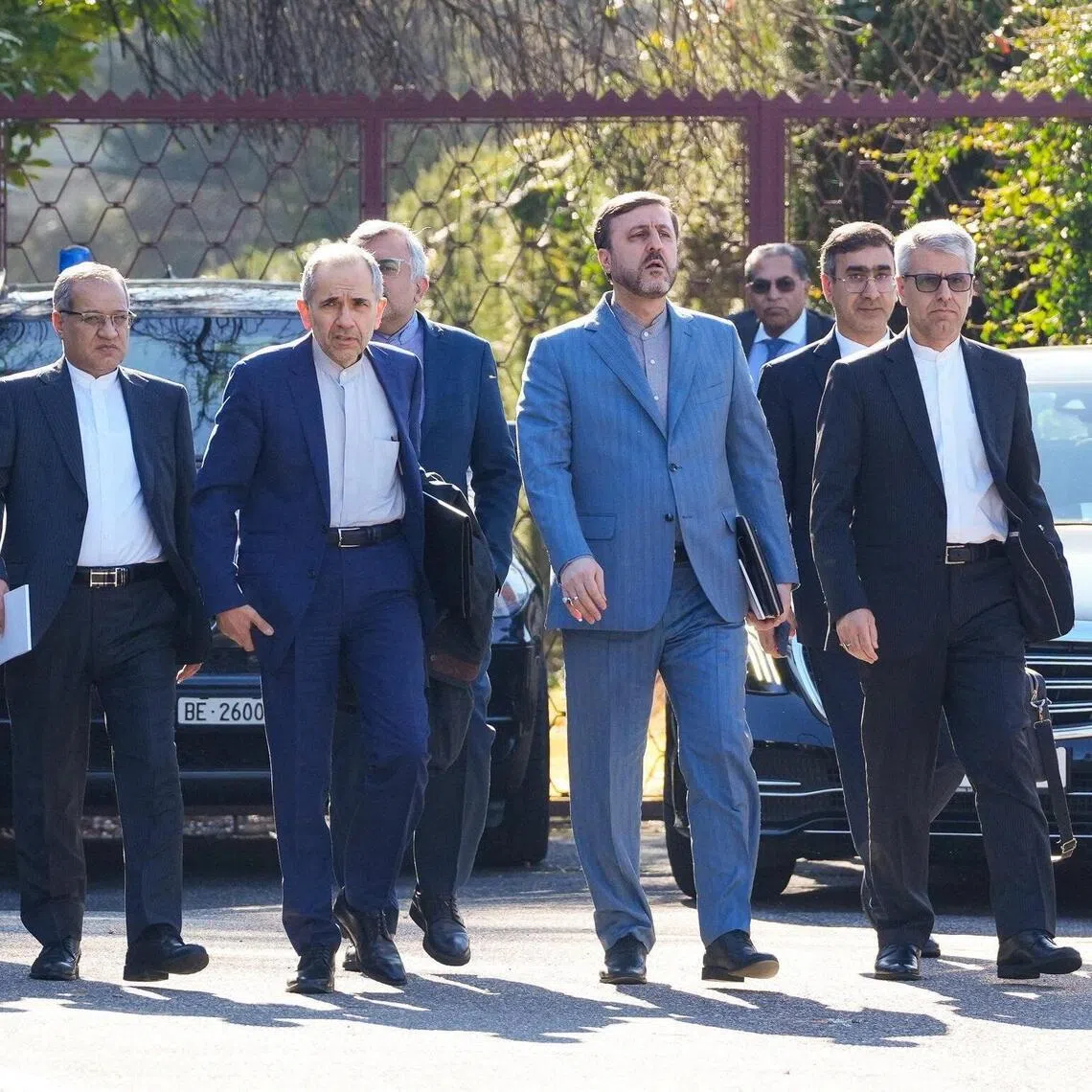 Iran's negotiating delegation departing for the site of the talks with US, in Geneva, Switzerland, on Feb 26.