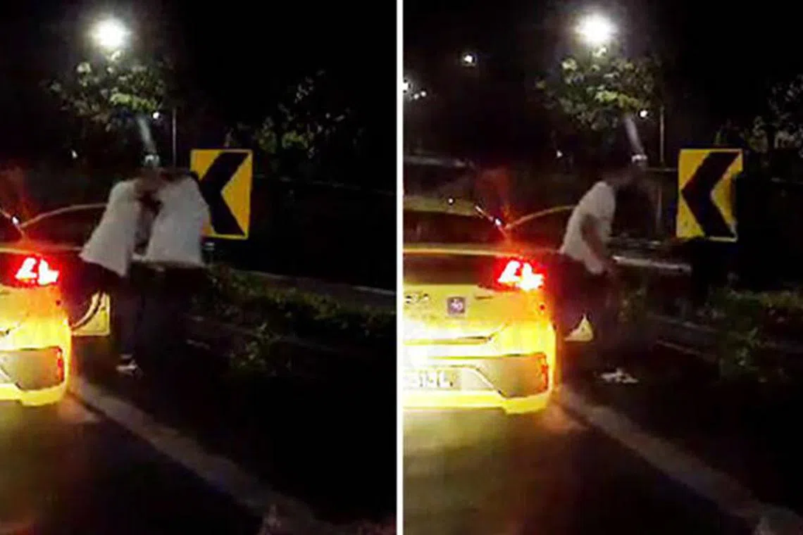 Tok Wee Hoong is accused of pushing Mr Allan Wong while along the PIE, causing him to fall backwards into a drain.