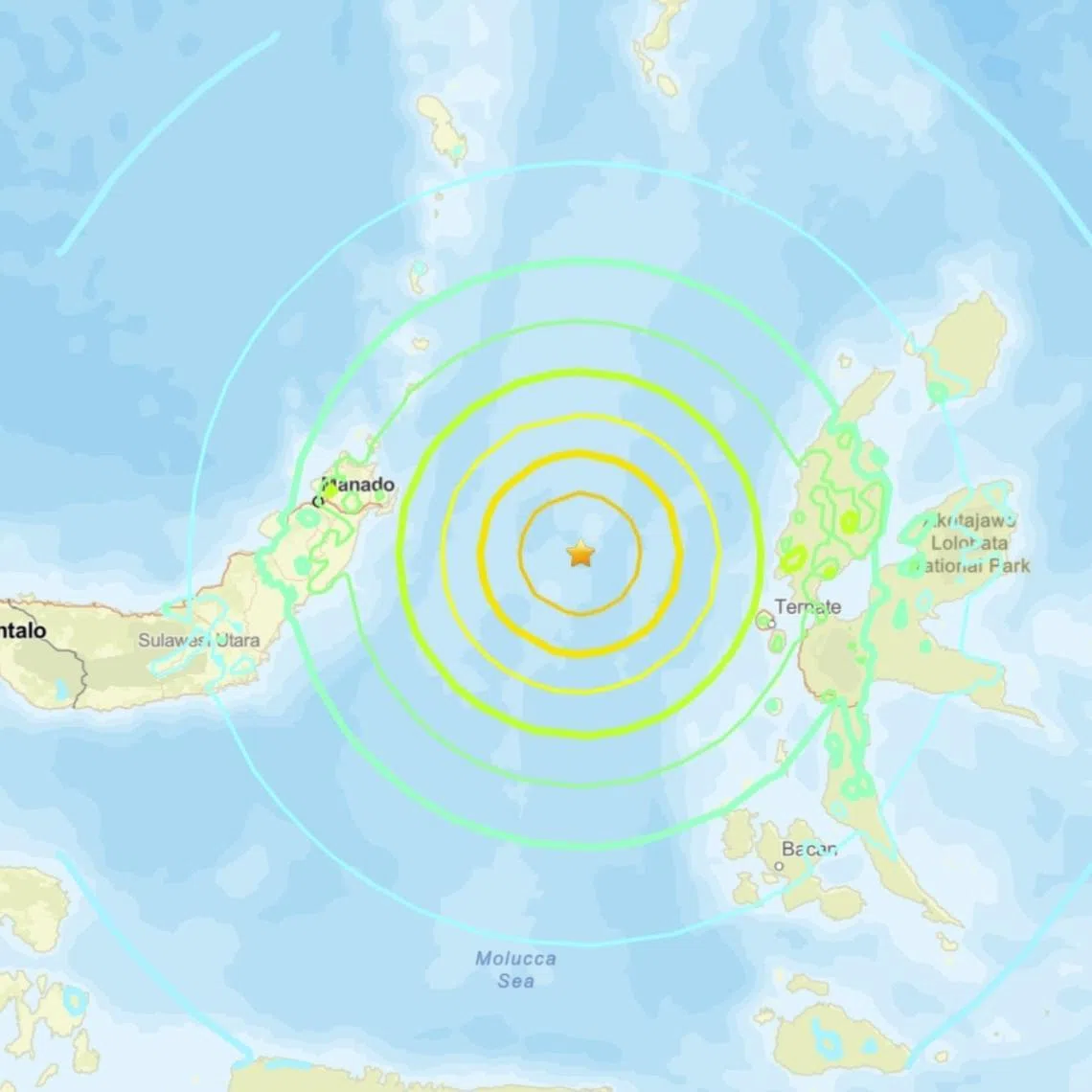 The quake hit at a local time of 6.48am in the Molucca Sea, USGS said.