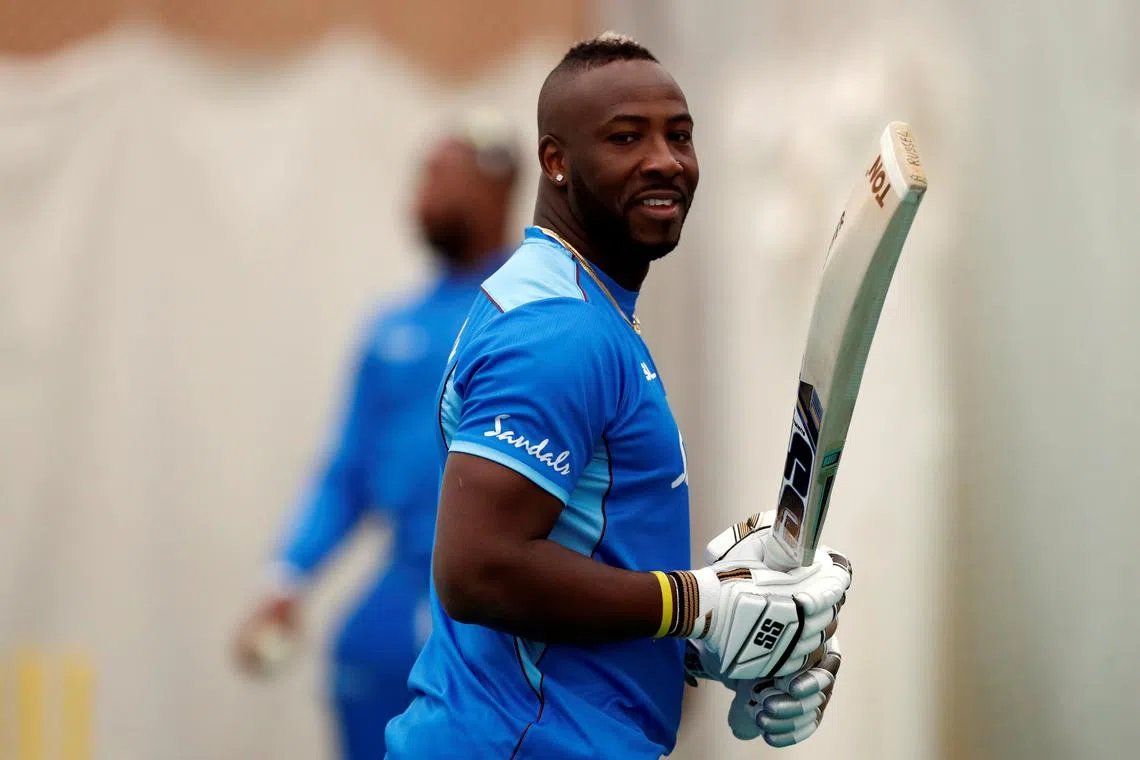 Cricket - ICC Cricket World Cup - West Indies Nets - The Ageas Bowl, Southampton, Britain - June 13, 2019   West Indies' Andre Russell during nets   Action Images via Reuters/Paul Childs/File Photo