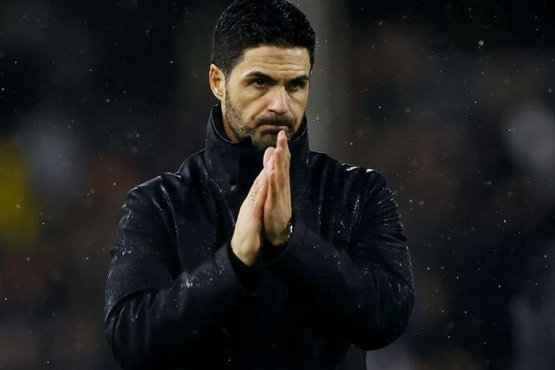 Soccer Football - Premier League - Fulham v Arsenal - Craven Cottage, London, Britain - December 31, 2023 Arsenal manager Mikel Arteta looks dejected after the match Action Images via Reuters/Peter Cziborra/File Photo