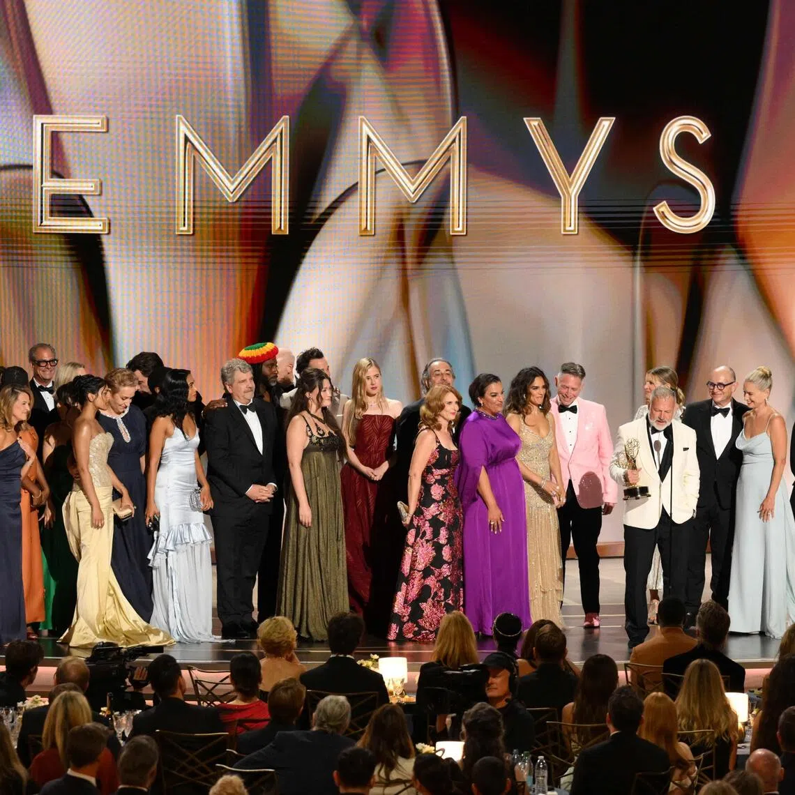 Canadian writer R. Scott Gemmill and cast accept the award for Outstanding Drama Series for The Pitt during the 78th Primetime Emmy Awards in Los Angeles on Sept 14.