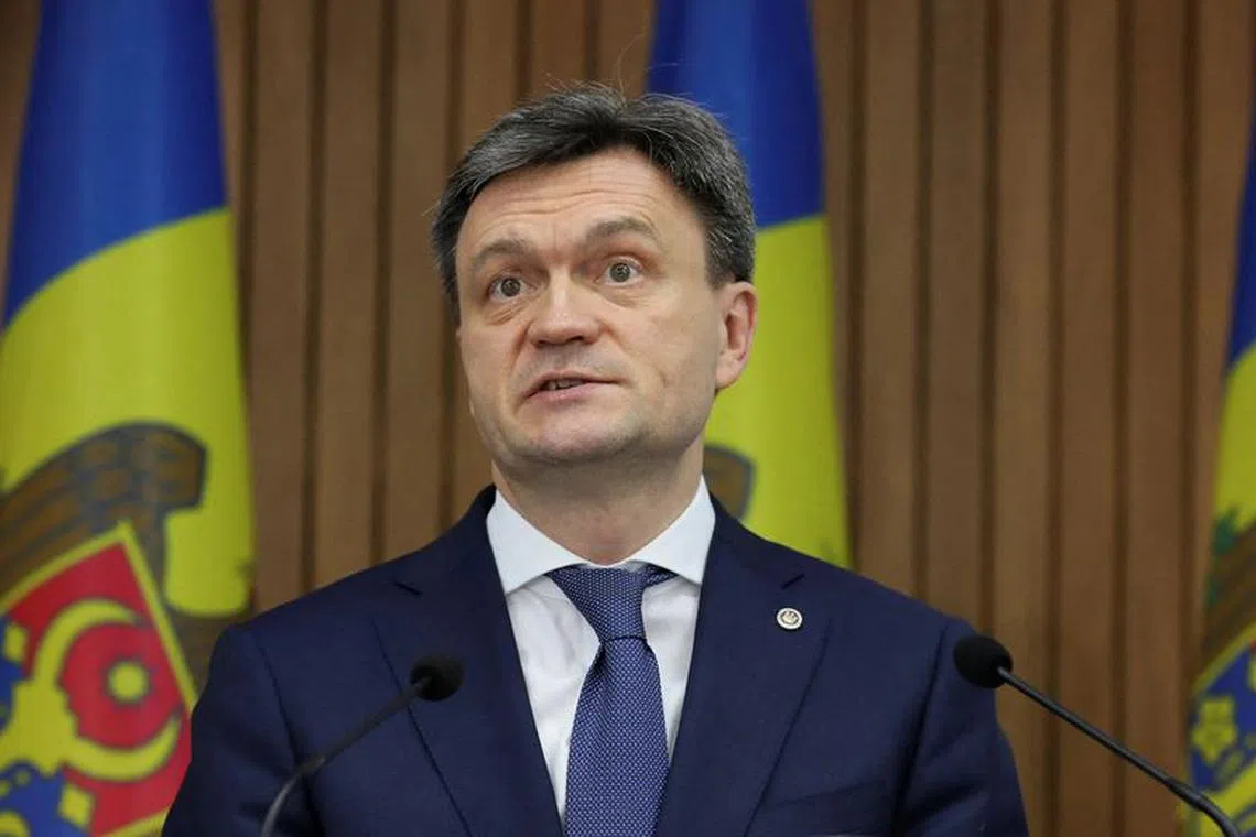 FILE PHOTO: Moldovan Prime Minister Dorin Recean attends a news conference following talks with Romanian Prime Minister Nicolae Ciuca in Chisinau, Moldova, March 23, 2023. REUTERS/Vladislav Culiomza/File Photo
