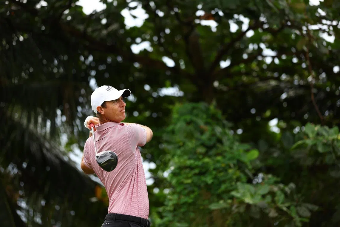 Nicolas Colsaerts of Belgium teeing off on the 13th hole during Day Two of the Singapore Classic at Laguna National Golf Resort Club on Feb 10.