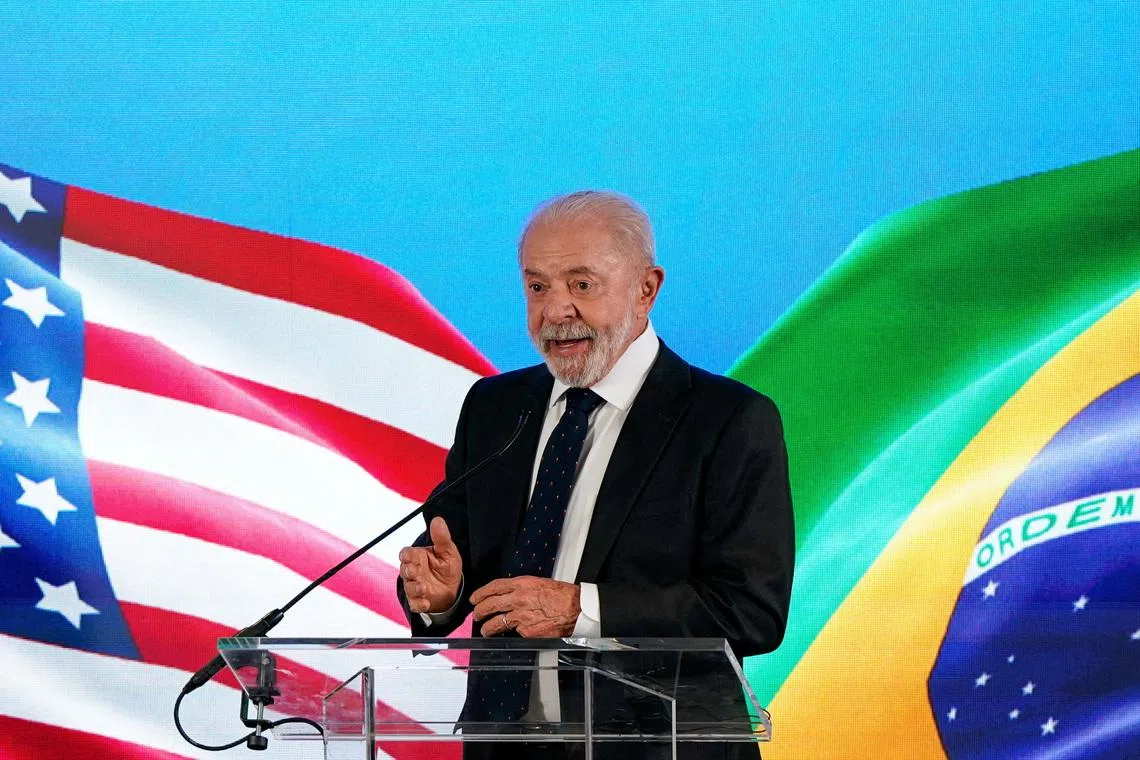 Brazilian President Luiz Inacio Lula da Silva speaks to reporters following his White House meeting with U.S. President Donald Trump, at the Brazilian Embassy in Washington, D.C., U.S., May 7, 2026. REUTERS/Elizabeth Frantz