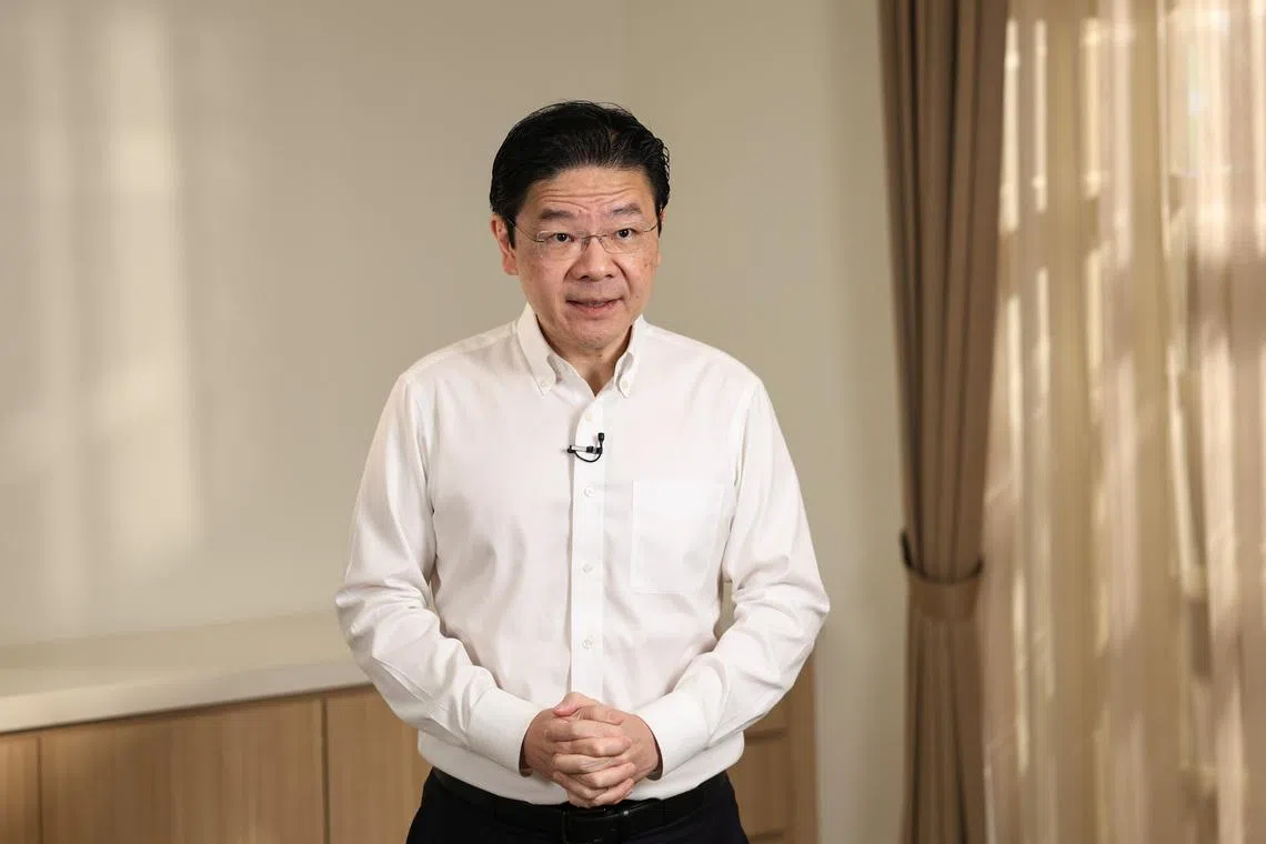 Prime Minister Lawrence Wong speaking in a video message released on April 2.