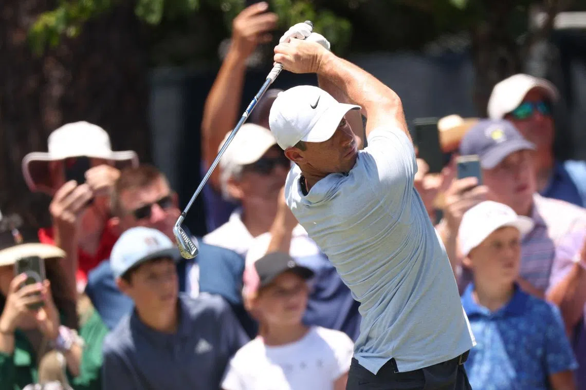 Northern Ireland's Rory McIlroy plays his shot from the third tee during a practice round prior to the US Open.