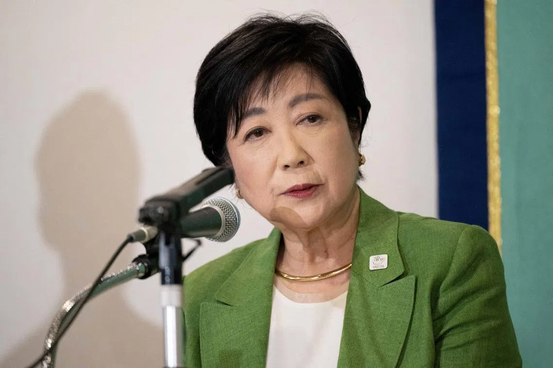 Tokyo Governor Yuriko Koike speaks during a joint press conference for candidates for the Tokyo Gubernatorial Election at the Japan National Press Club in Tokyo on June 19, 2024. Yuichi Yamazaki/Pool via REUTERS/File Photo