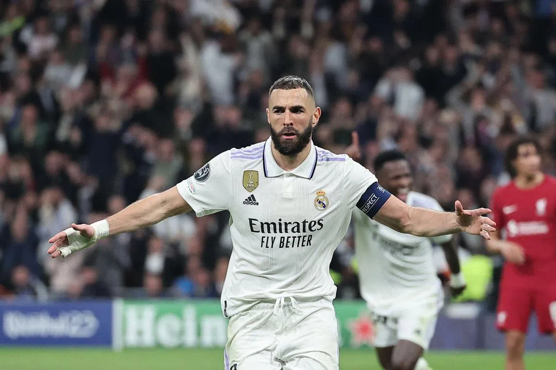Karim Benzema scored for Real, who knocked Liverpool out of the Champions League for the third time in a row.