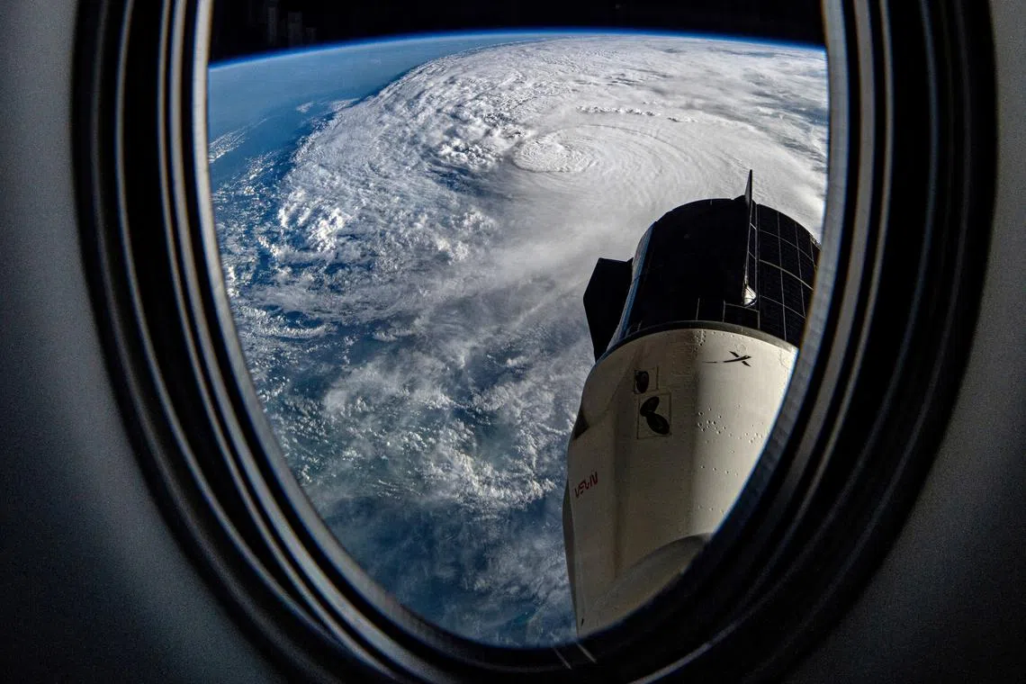 Hurricane Milton advances towards Florida in a view from Dragon Endeavor docked with the International Space Station October 9, 2024.  Matthew Dominick/NASA/Handout via REUTERS