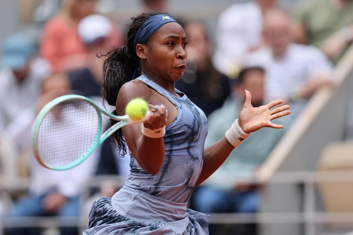 Coco Gauff during her French Open first-round match against Australia's Olivia Gadecki.