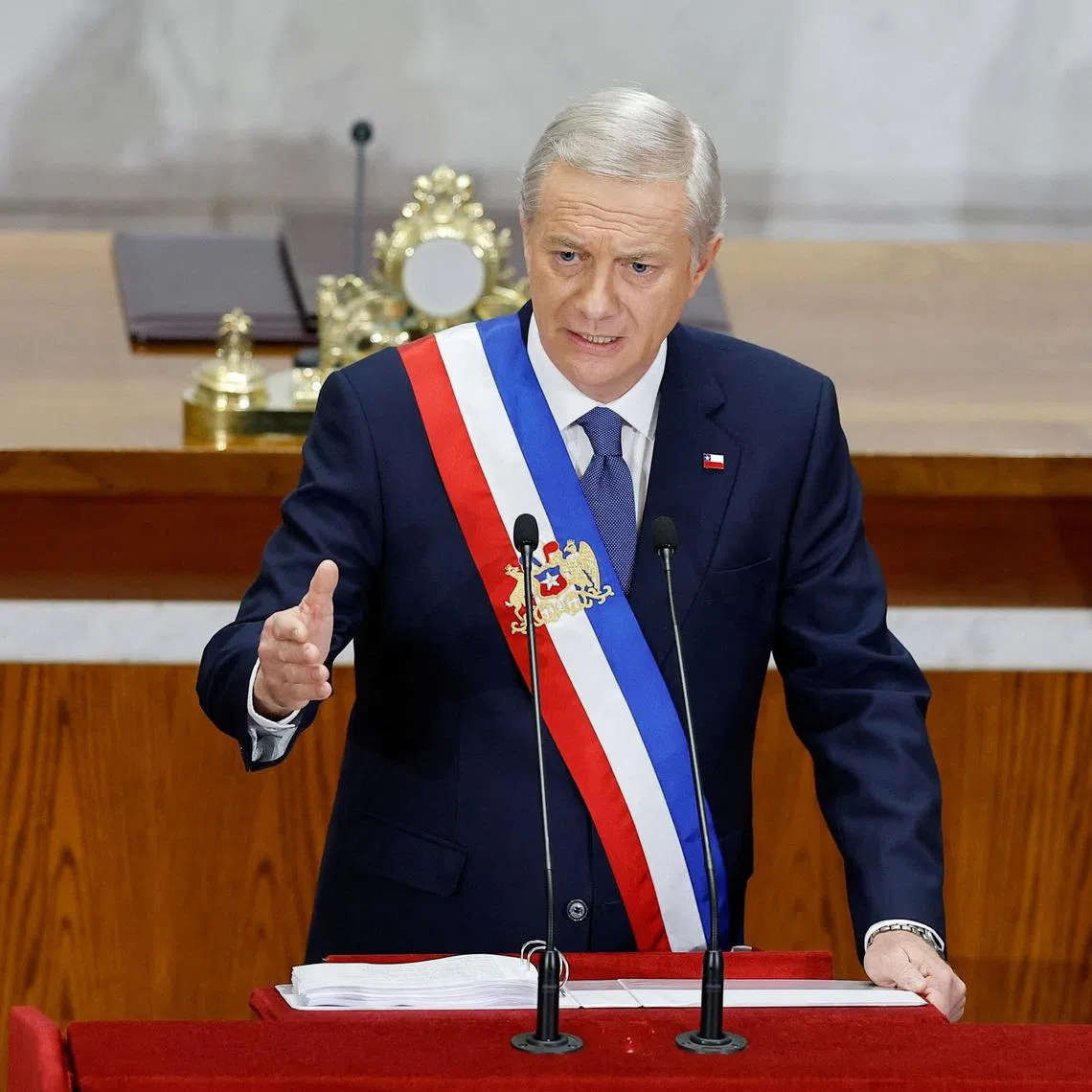 Chile's president Jose Antonio Kast delivers his first annual speech to the nation, at the Congress, in Valparaiso, Chile, June 1, 2026. REUTERS/Rodrigo Garrido