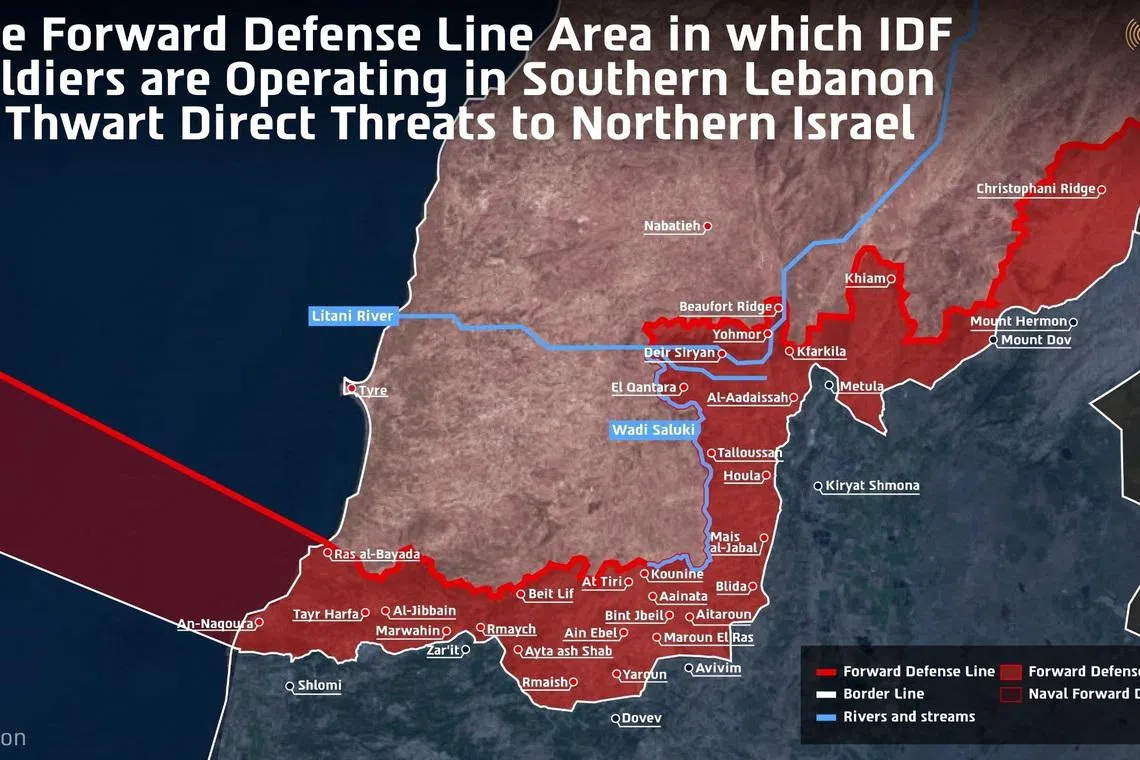 Israeli military publishes map of south Lebanon territory under its control