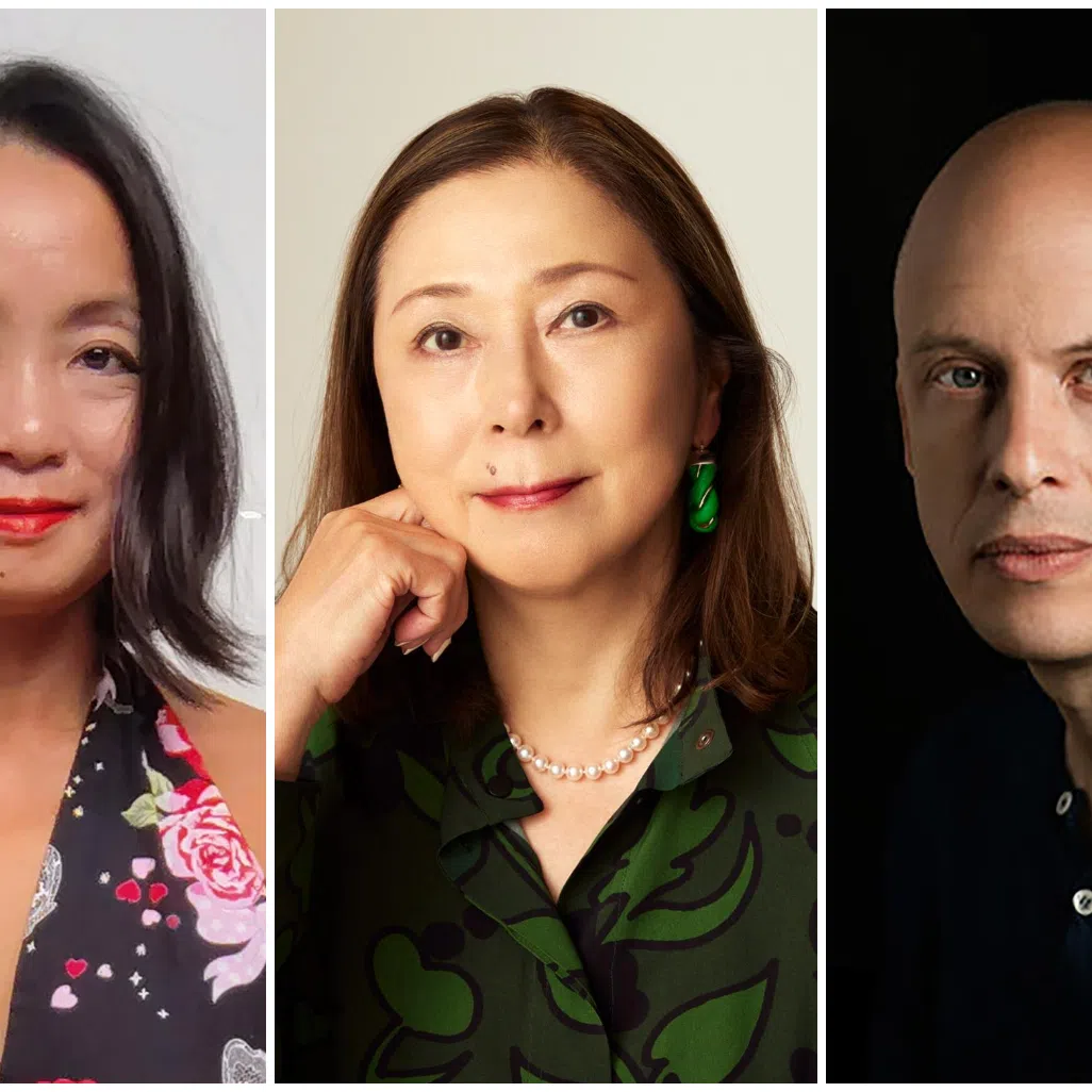 (From left) Authors Meihan Boey, Natsuo Kirino, and Lev Grossman.