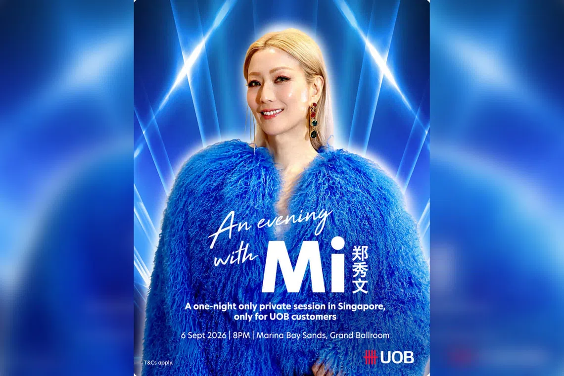 The poster for Hong Kong singer Sammi Cheng’s private session on Sept 6, at the Sands Grand Ballroom at Marina Bay Sands.