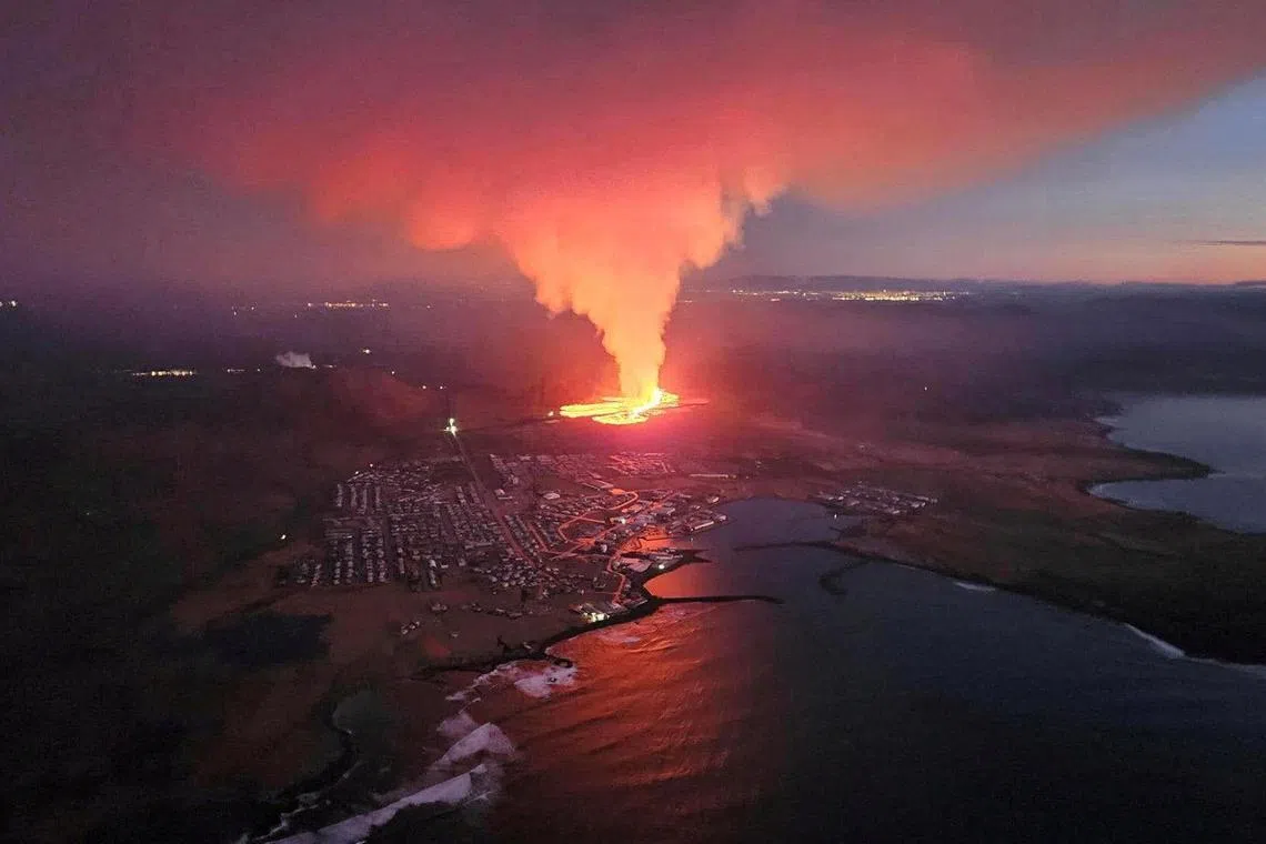The previous volcanic eruption in Iceland started on Jan 14 and lasted roughly two days.