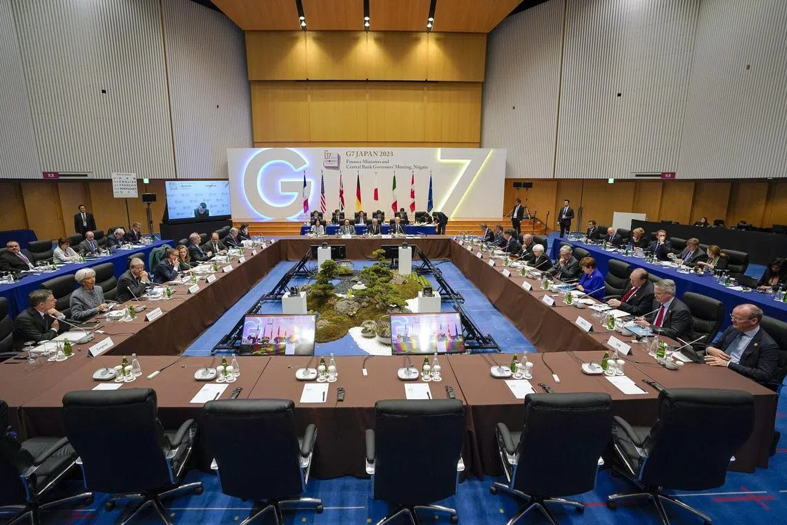 Opening session at the Group of Seven (G-7) finance ministers and central bank governors meeting in Niigata, Japan, on Thursday, May 11, 2023.