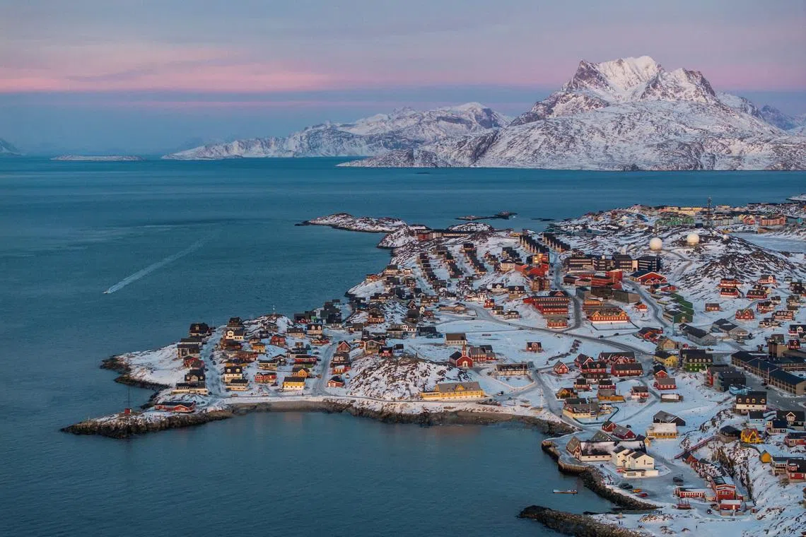 A drone view shows a general view of Nuuk, Greenland, January 25, 2026. REUTERS/Marko Djurica