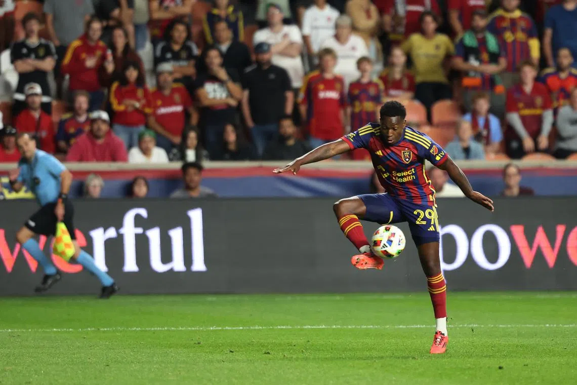 FILE PHOTO: Oct 2, 2024; Sandy, Utah, USA; Real Salt Lake midfielder Anderson Julio (29) plays the ball in the second half against the Minnesota United at America First Field. Mandatory Credit: Rob Gray-Imagn Images/File photo