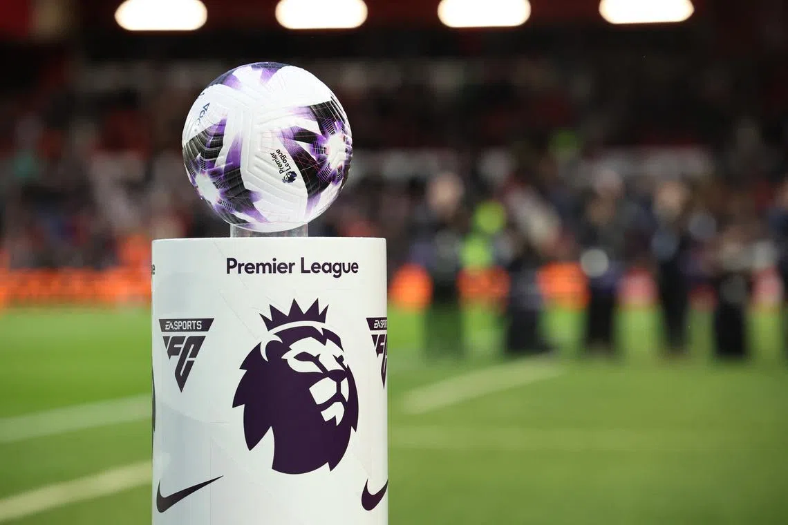 FILE PHOTO: Soccer Football - Premier League - Nottingham Forest v Fulham - The City Ground, Nottingham, Britain - April 2, 2024 General view of the match ball on display before the match Action Images via Reuters/Andrew Boyers/FILE PHOTO
