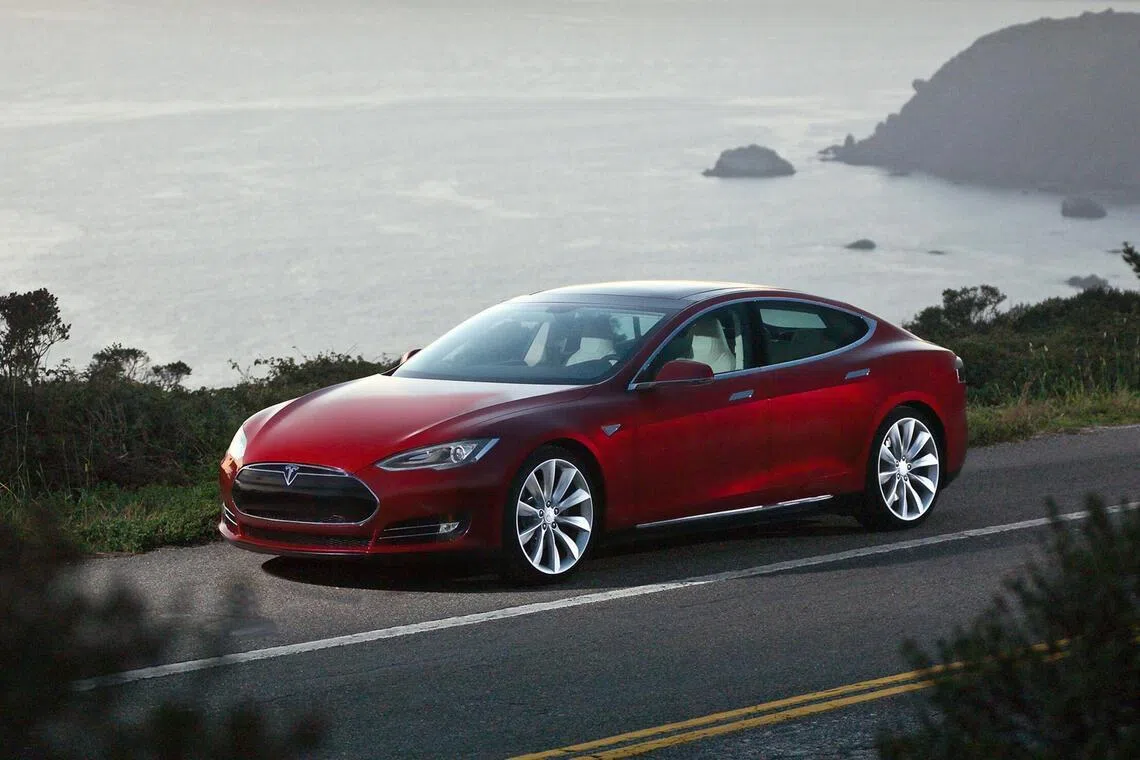 The new Model S electric supercar from sportscar maker Tesla.